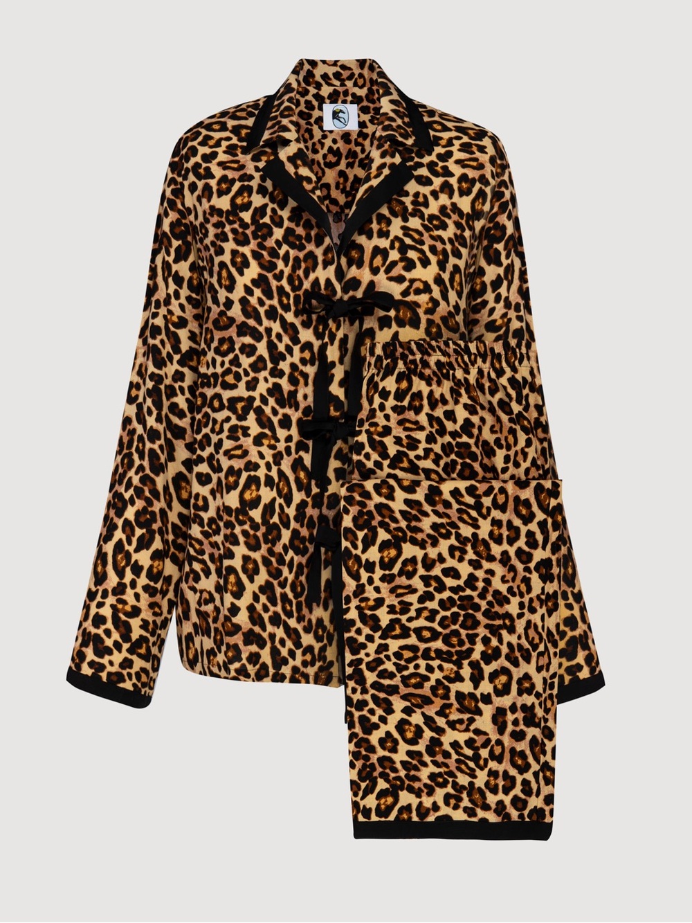 Sleeper FULL SET The Bow Pajama Set Leopard Print XS Designer Luxury Loungewear